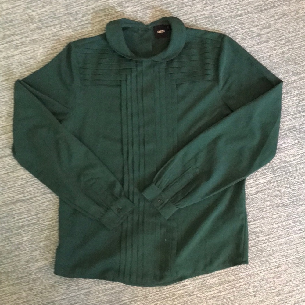 Forest green silky elegant blouse